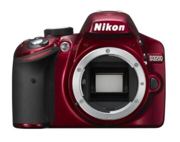 Nikon D3200 SLR-Digitalkamera (24 Megapixel, 7,4 cm (2,9 Zoll) Display, Live View, Full-HD) Kit inkl. AF-S DX 18-55 VR II Objektiv rot - 2