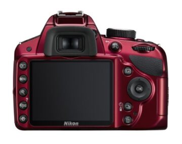 Nikon D3200 SLR-Digitalkamera (24 Megapixel, 7,4 cm (2,9 Zoll) Display, Live View, Full-HD) Kit inkl. AF-S DX 18-55 VR II Objektiv rot - 3