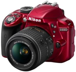 Nikon D3300 SLR-Digitalkamera Kit (24 Megapixel, 7,6 cm (3 Zoll) TFT-LCD-Display, Live View, Full-HD) inkl. AF-S DX 18-55 VR II Objektiv rot - 1