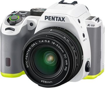 Pentax K-S2 Spiegelreflexkamera (20 Megapixel, 7,6 cm (3 Zoll) LCD-Display, Full-HD-Video, Wi-Fi, GPS, NFC, HDMI, USB 2.0) Kit inkl. 18-50mm WR-Objektiv weiß/limone - 1